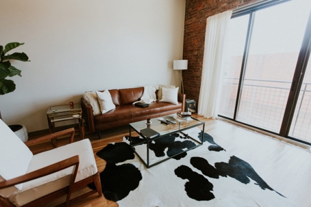 Living room with couch, chair and coffee table