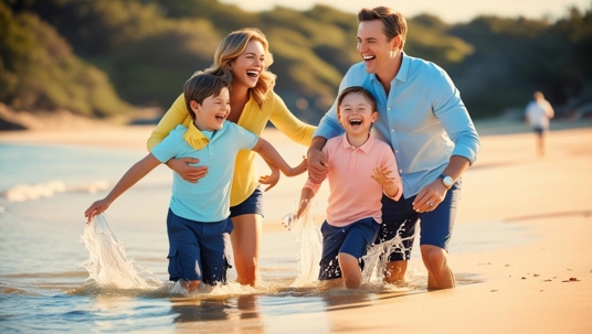 family on a beach