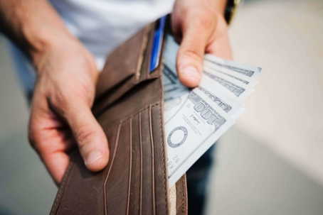 Cash money in a wallet