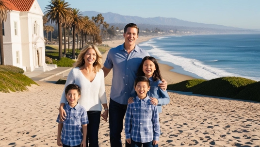 family on beach