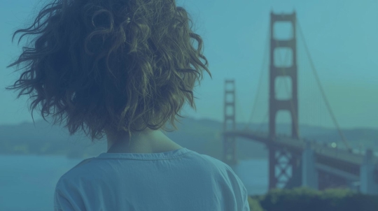person looking at a bridge