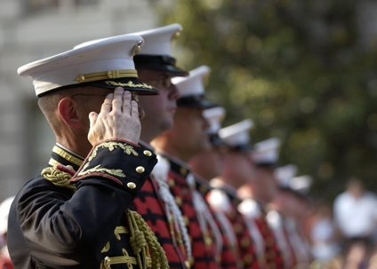 soldiers standing at attention