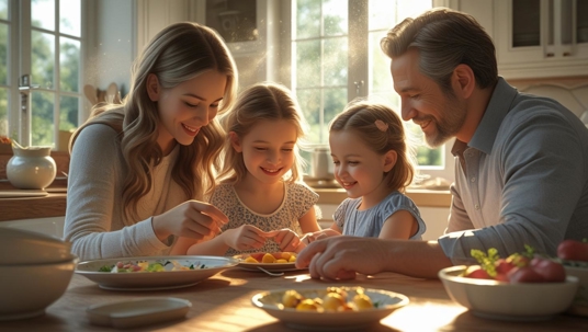 family in the kitchen
